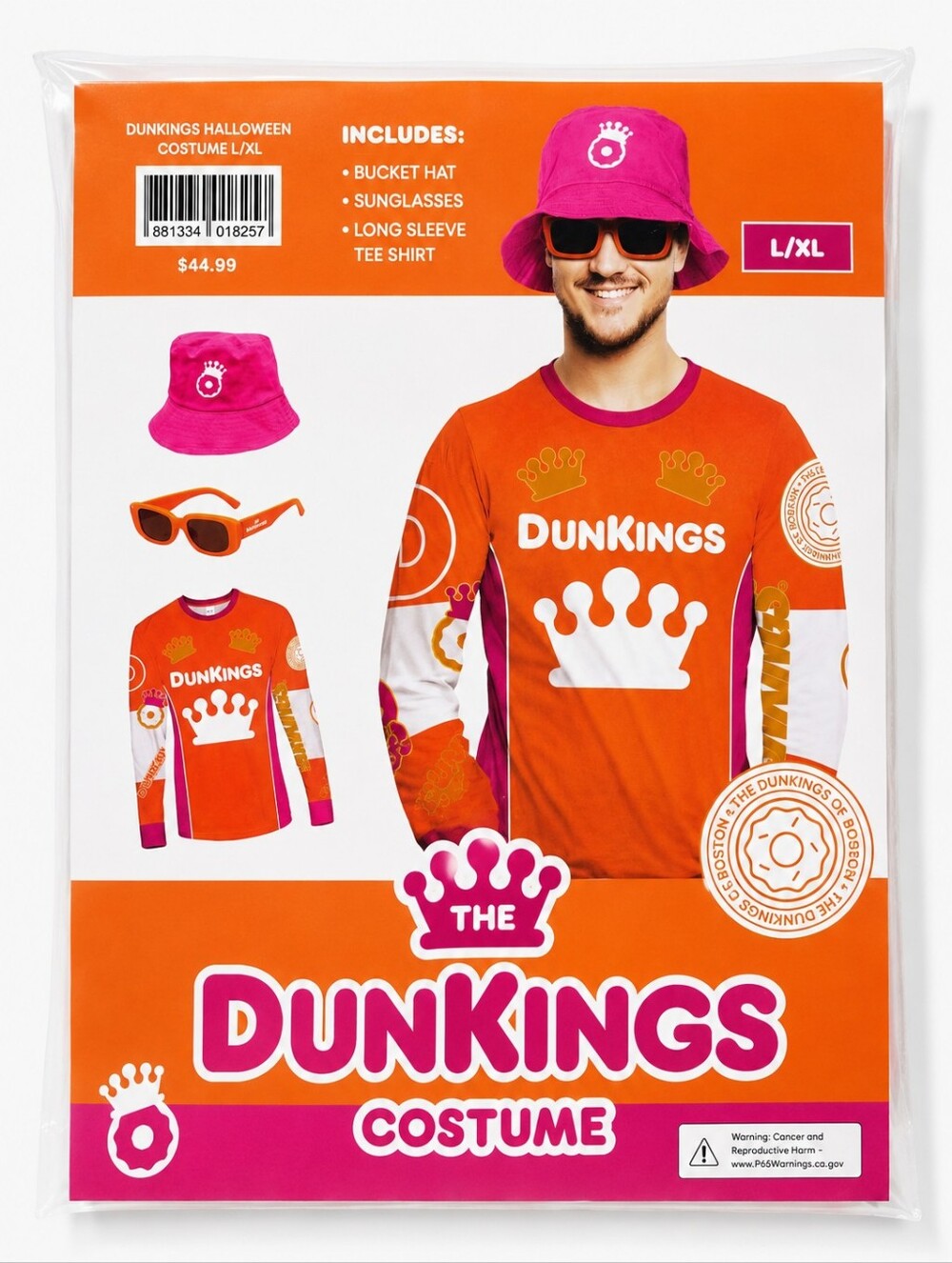 Dunkings Halloween Costume Adult L/XL – Bucket Hat, Sunglasses & Long Sleeve NWT